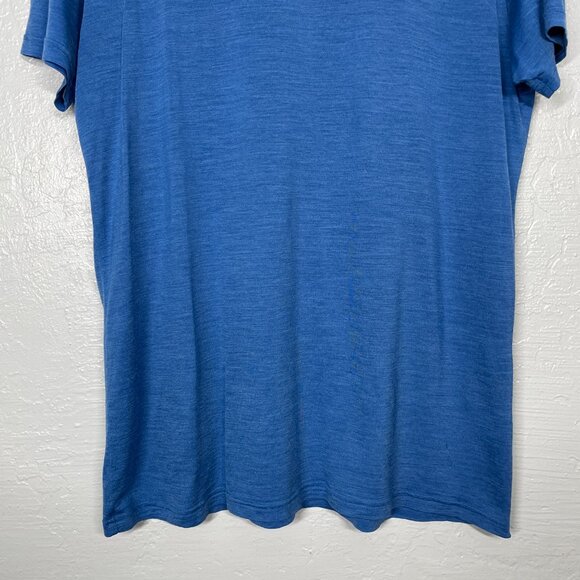 We Norwegians Men XL Blue Short Sleeve Crew Neck Shirt Merino Wool Blend - Picture 2 of 11